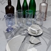 Breakable bottles and other kitchenware